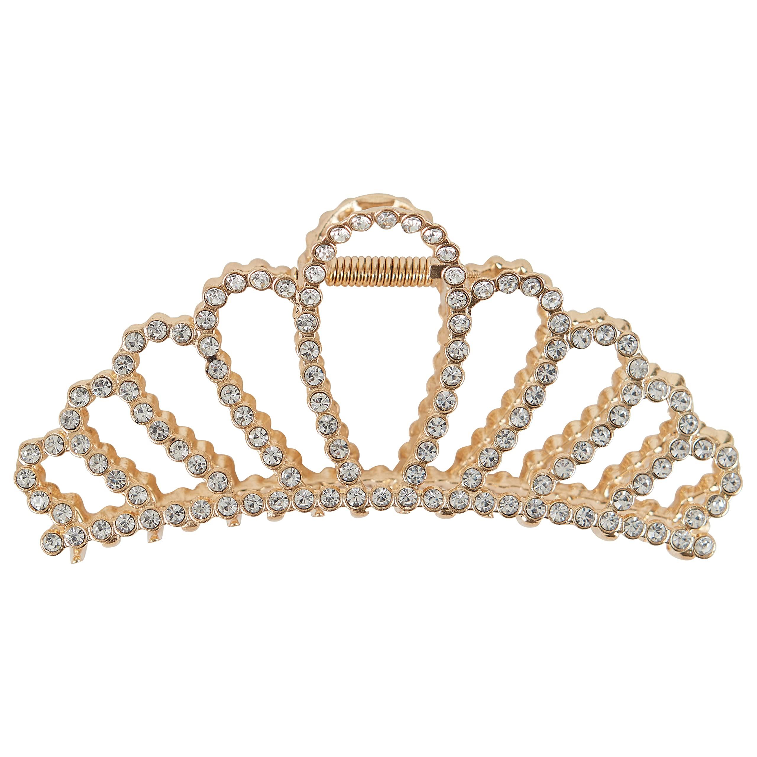 Allure Allure Rhinestone Gold Crown Large Hair Clip