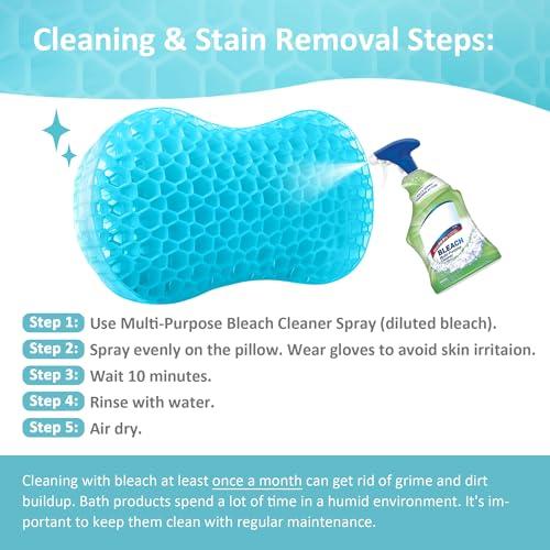 Sunlit Sunlit Bath Jello Gel Bath Pillows, Lumbar Pillow for Bathtub, Back Support Pillow, Gel Pillow with Non-Slip Suction Cups for Lumbar, Back Rest Support, Fits Curved or Straight Back Tubs, Aqua