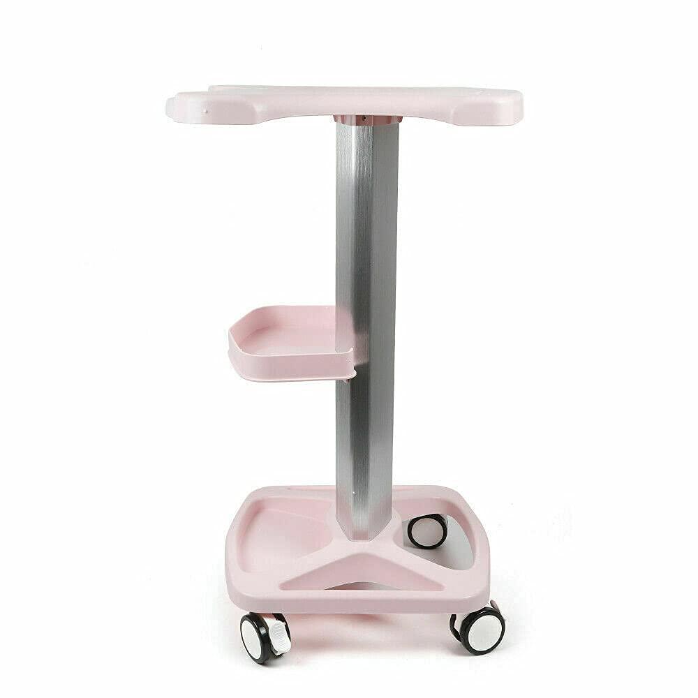 LYNICESHOP Salon Trolley Cart - Aluminum Mobile Trolley Stand Medical Rolling Carts for Machine Manicure Spa Shelf (Pink)
