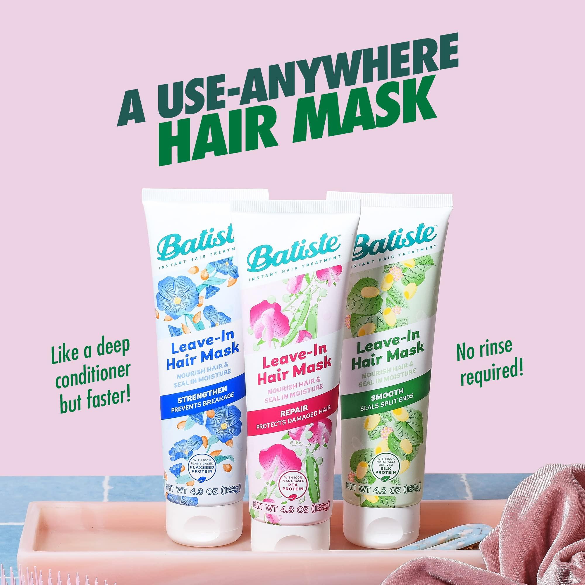 Batiste Batiste Heat Protectant For Hair & Leave In Conditioner Hair Mask, Repair and Restore Formula, Hair Conditioner for Dry or Wet Hair, Infused with vitamin E for Enhancing Haircare, 4.3oz. (Pack of 2)