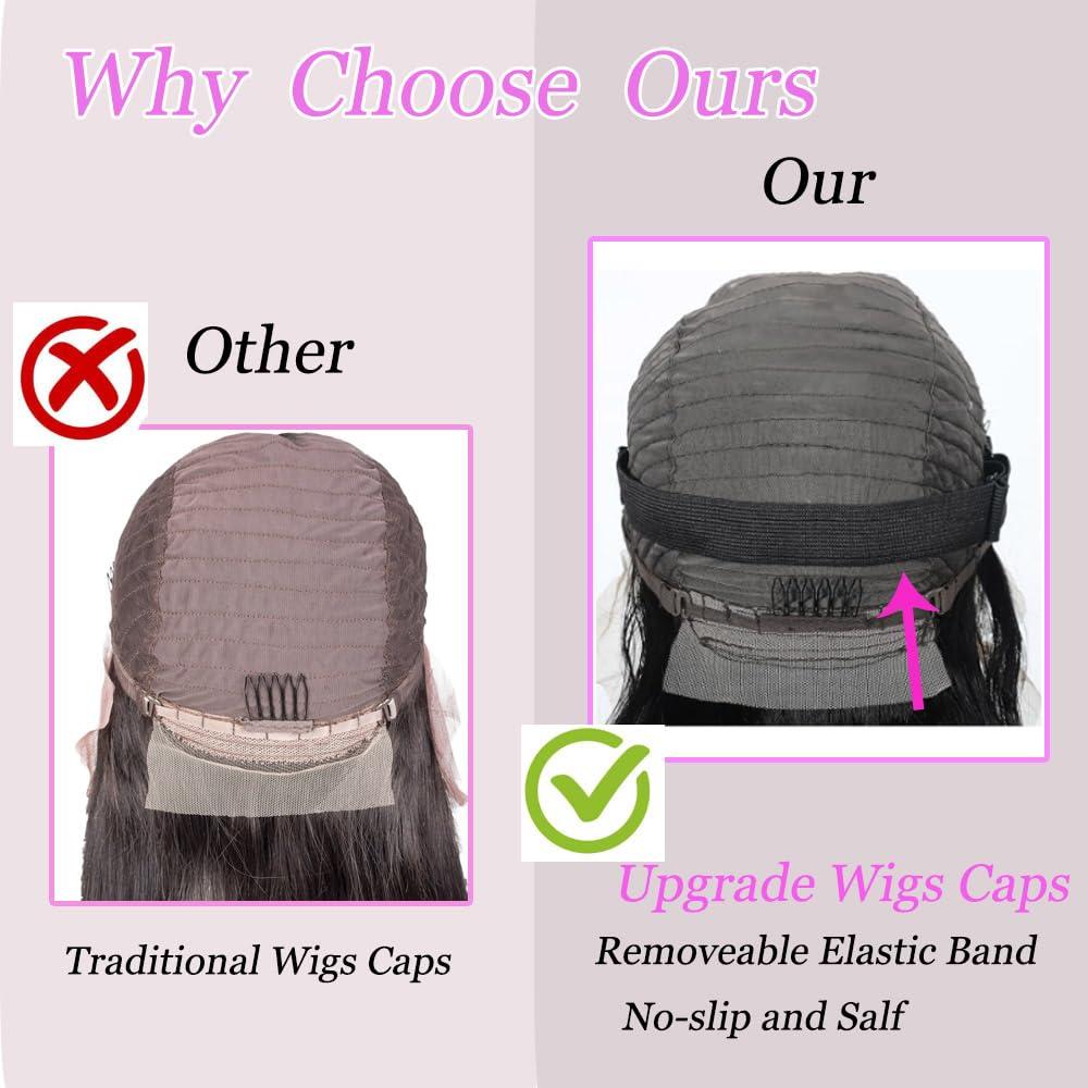 UWLK UWLK Bob Wig Lace Front Wigs Human Hair 13x4 Bob Frontal Wigs Human Hair Short Straight Bob Human Hair Wigs for Women 180% Density Hd Transparent Lace Frontal wig Pre Plucked with Baby Hair (14inch)