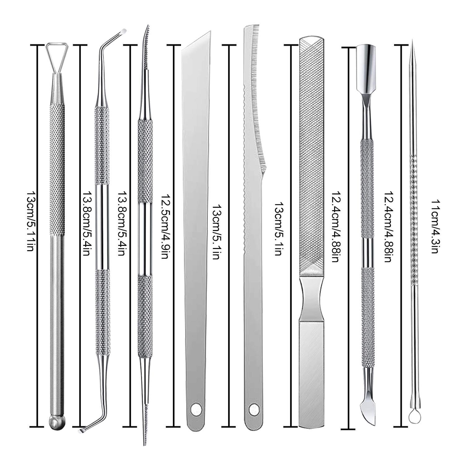 Geounzay Ingrown Toenail Pedicure Tool Kit, Nail File and Nail Lifter Pusher Double-Sided Nail Manicure Kit Stainless Steel Nail Care Treatment for Nail Correction Polish Pain Relief (11 Piece Set)