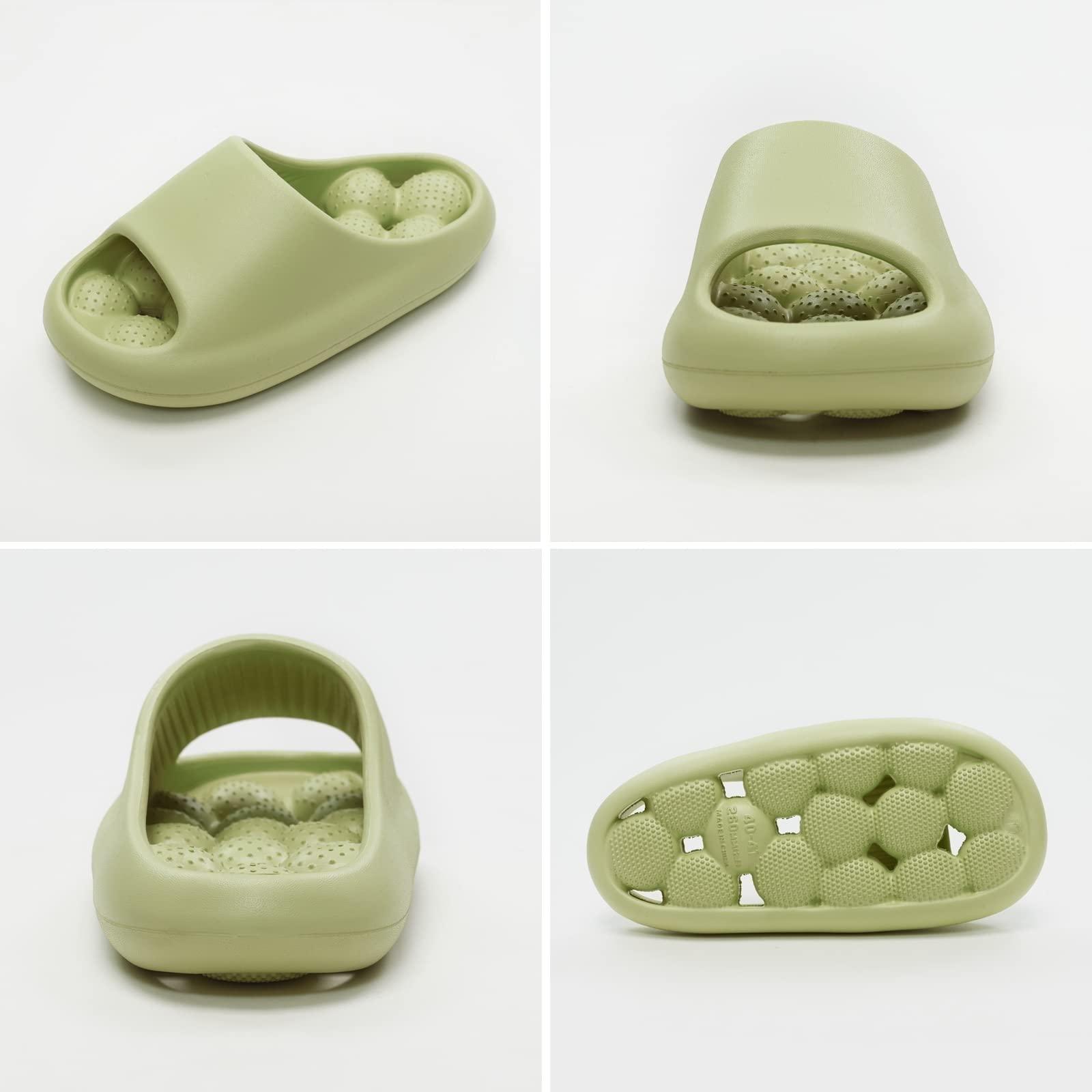 LUXRUB Bubble Massage Slides For Women Men Soft Cloud House Slippers Massage Balls Shower Shoes Quick Drying Non-Slip Beach Sandals Indoor Outdoor Pool Spa Gym Flip Flops ( Color : Green , Size : 5.5/6 )