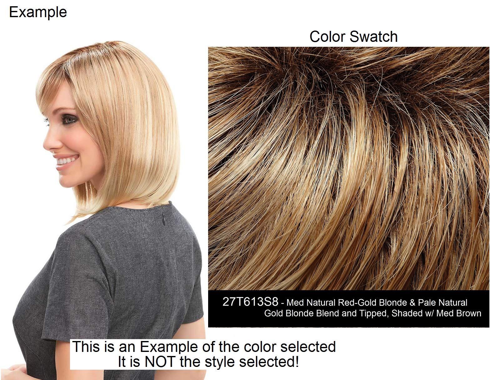 Jon Renau Zara Large Cap Color 27T613S8 Shaded Sun - Jon Renau Wigs 17\" Long Layered Smart Lace Front Monofilament Synthetic Soft Feathered Ends Women\'s Open Weft Bundle MaxWigs Hairloss Booklet