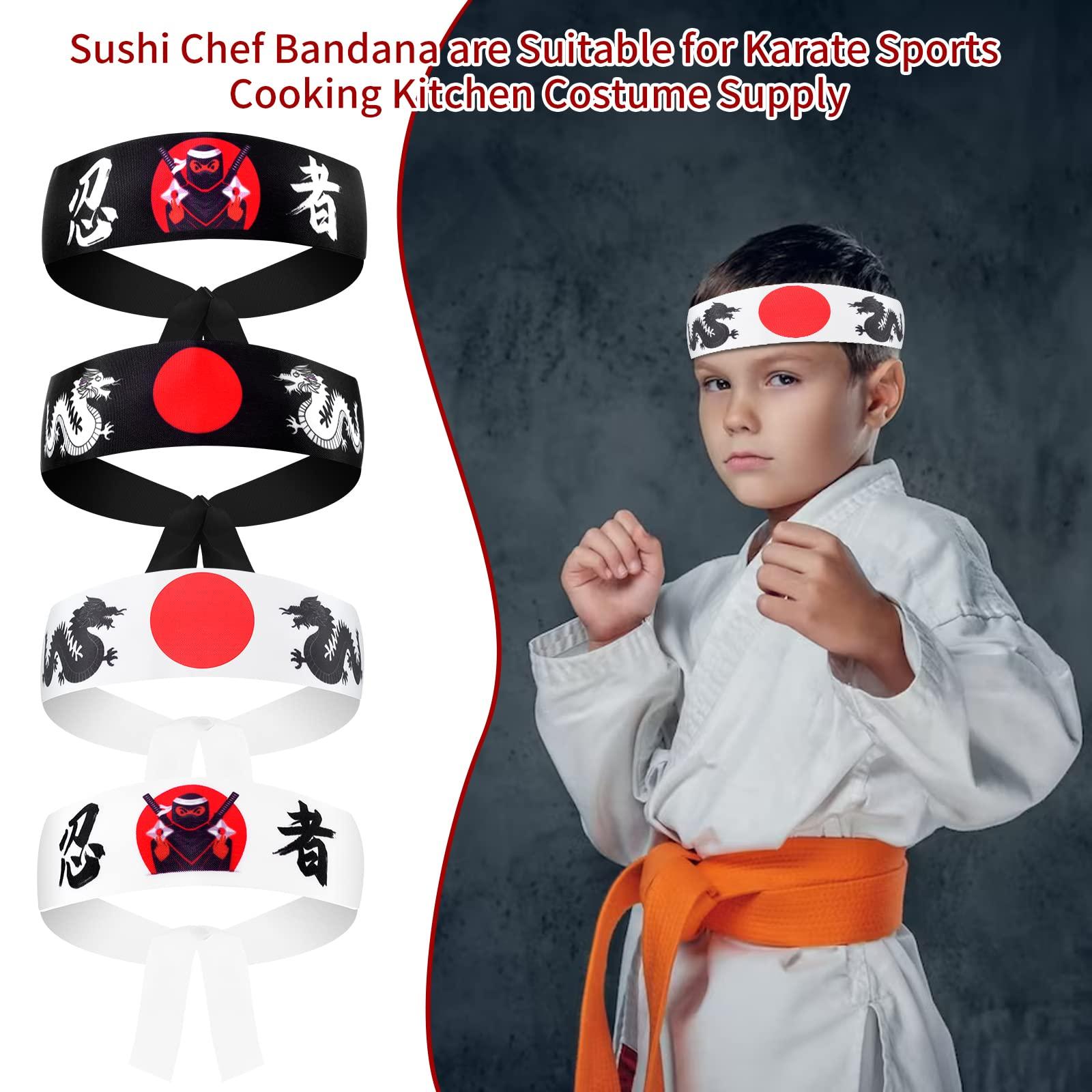 WANGDEFA WANGDEFA 24 Pieces Japanese Headband Samurai Headband Ninja Headbands Ninja Warrior Headbands Sushi Chef Bandana for Karate Sports Cooking Kitchen Costume Supply