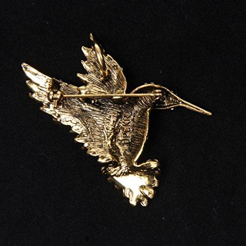 Baoblaze Baoblaze Antique Gold Tone Bird Hummingbird Multi Color Austrian Crystal Pin Brooch