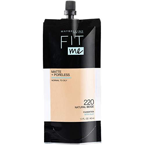 Maybelline New York Maybelline New York Fit Me Matte + Poreless Liquid Foundation, Pouch Format, 220 Natural Beige, 1.3 Ounce