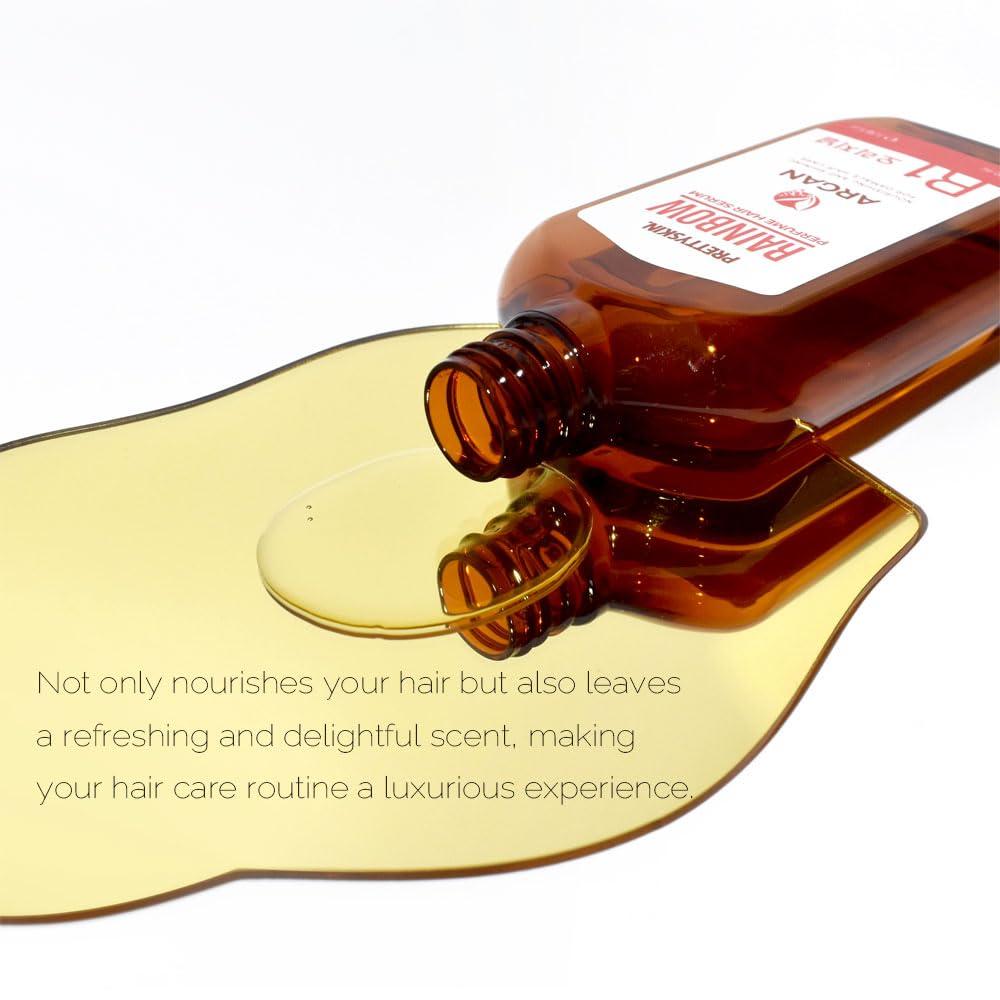 PRETTYSKIN PRETTYSKIN RAINBOW Perfume Vegan Hair Serum for Damaged Hair - Argan Kernel Oil & Babassu Seed Oil Infused for Silky, Velvety Softness100ml (R2 Damaged hair)