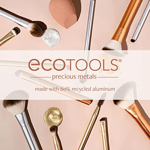 EcoTools EcoTools Precious Metals Brightening Eye Kit, Precision Makeup Brushes For Eyeshadow, Brows, & Liner, Eco-friendly Makeup Brush Set, Sustainable Recycled Aluminum, Cruelty-Free, Chrome, 5 Piece Set