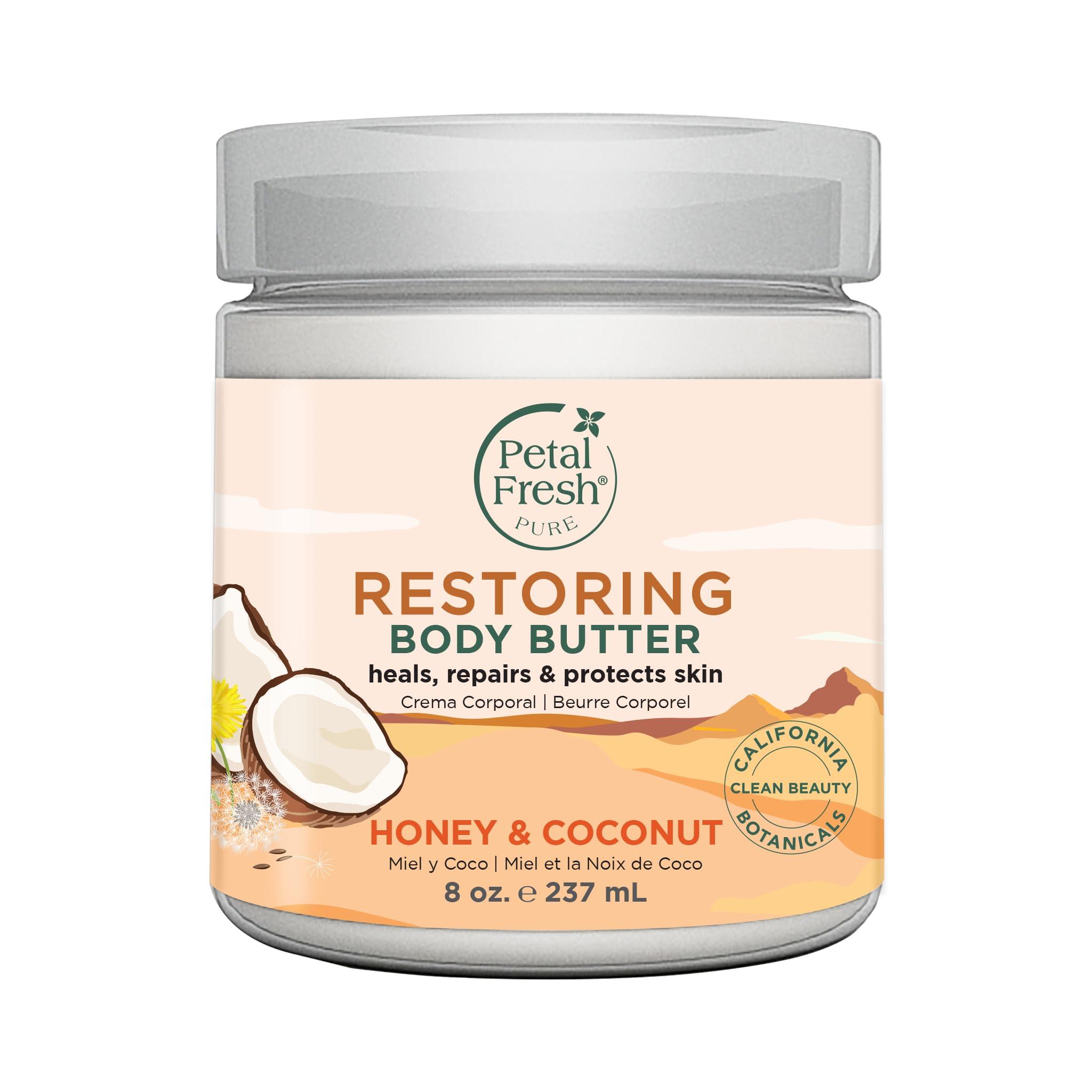 Petal Fresh Petal Fresh Restoring Body Butter with Honey & Coconut Oil and Renewing Hibiscus & Papaya Body Butter Bundle, 8oz Each
