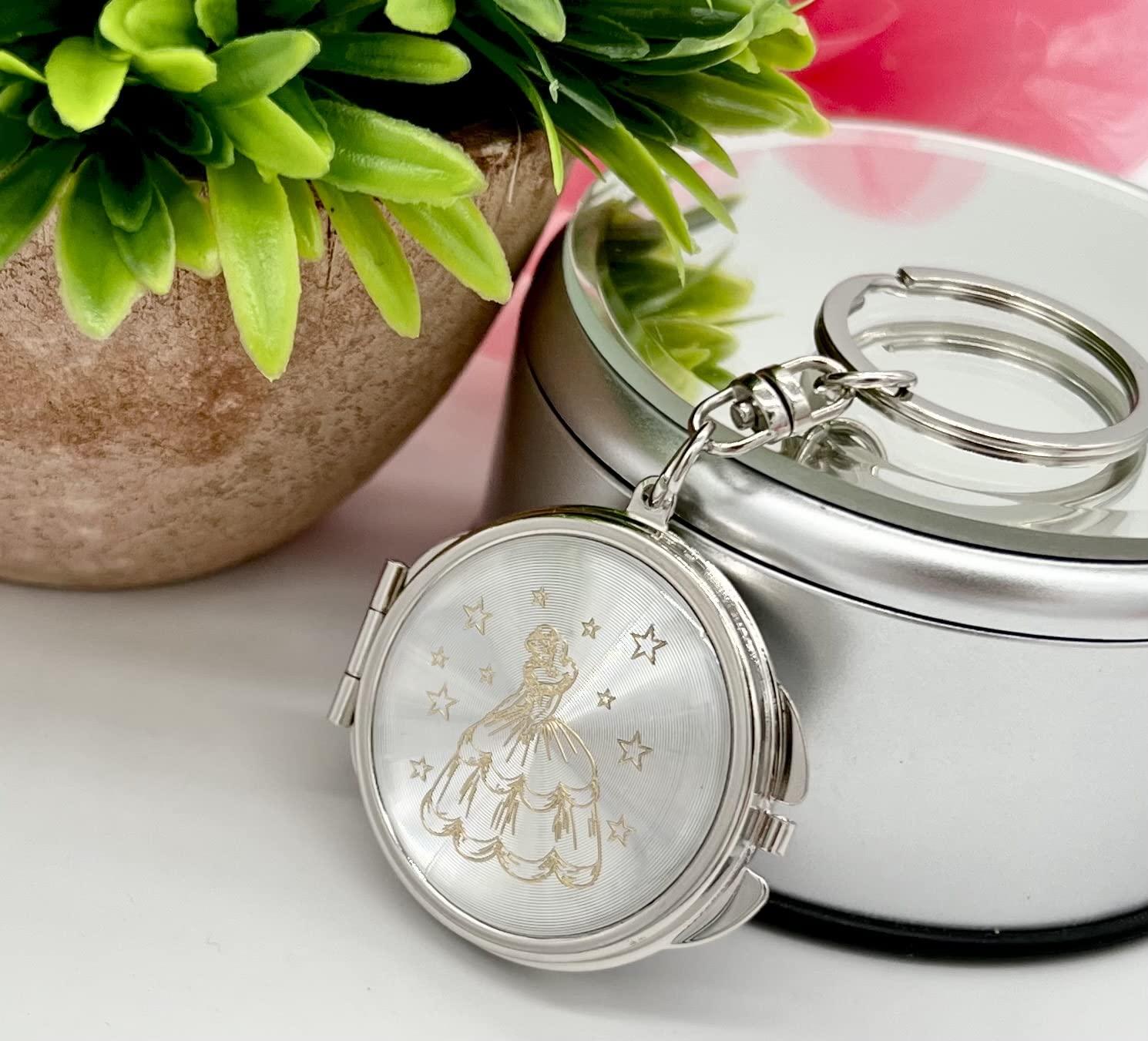 YRP YRP 12X Quinceanera Gold Compact Mirror Keychain Recuerdos de Sweet 15 Princess Party Favor