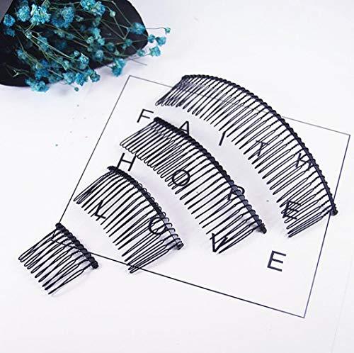 QUUPY 10 PCS 30 Teeth/12cm Long Hair Clip Combs Metal Wire Hair Combs Wire Twist Bridal Wedding Party Comb Barrettes Hair Pins Veil Hair Comb Bulk For Women Girls (Black)