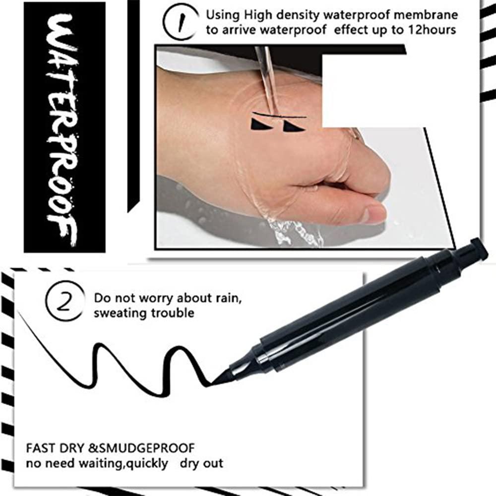 AMY'S DIARY AMY'S DIARY Eyeliner Stamp 2 Pens Winged Stamp Eyeliner, Perfect Wing Cat Eye Stencil Stamp for All Eye Shapes, Winged Eyeliner Stamp, Perfect Wing Cat Eye Liner, Waterproof & Smudge-proof