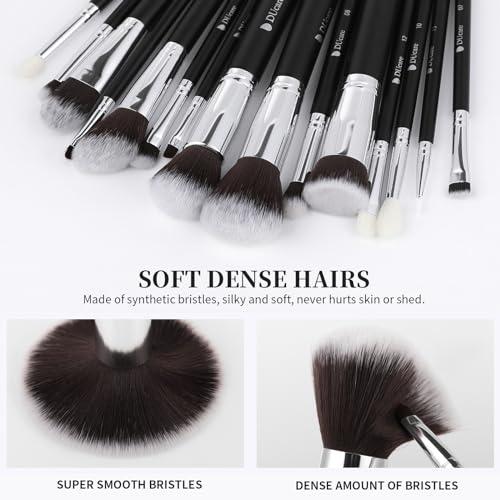 DUcare DUcare Makeup Brushes with Bag,15Pcs Makeup Brush Set Christmas Gift Travel Kabuki Foundation Blending Blush Eyeliner Shadow Brow Concealer Brushes Kit Black