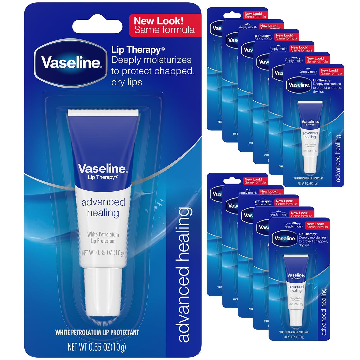 Vaseline Vaseline Lip Therapy Advanced Healing Lip Balm Tube 12-Pack  White Petroleum Lip Protectant, 0.25 Oz Ea