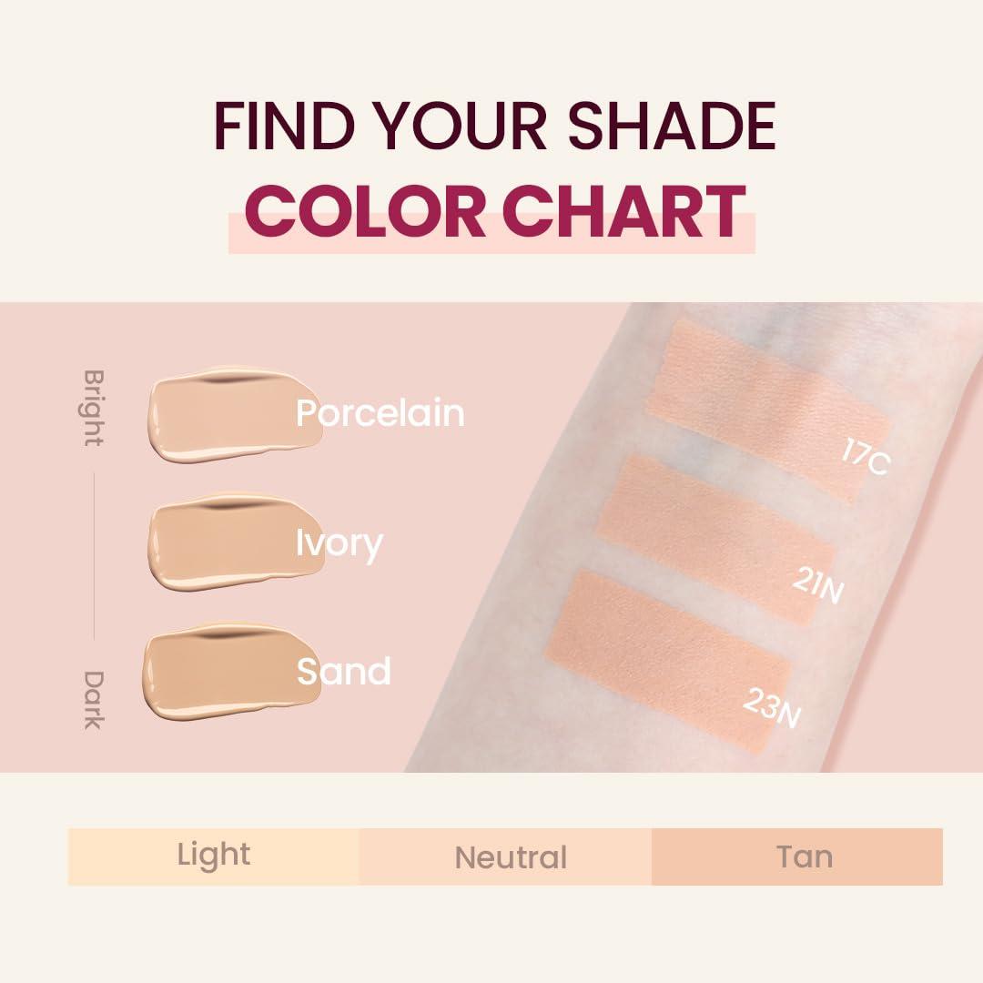 TIRTIR TIRTIR Mask Fit All Cover Pink Cushion Foundation | High Coverage, Velvety Matte Finish, Lightweight, Flawless, Corrects Redness, Korean Cushion, Pack of 1 (0.63 oz.), #21N Ivory