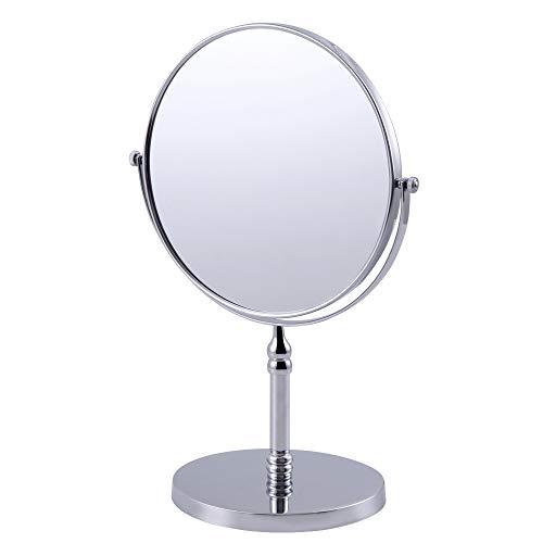 kimzcn kimzcn 8-inch Large Double Sided Swivel Vanity Mirror with 3 x Magnification, Oval Shaped Two-Sided Makeup Mirror, Bathroom Tabletop Mirror 1x/3x magnificationt,Chrome D500111C