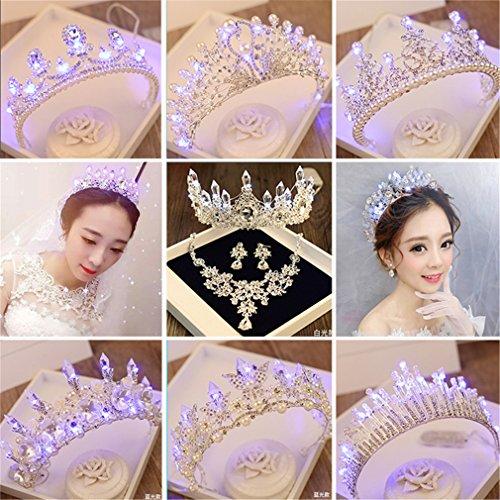 Bridal headdress Luminous Crown Women Brithday Party Wedding Hair Decorations Led Lights Tiara Crown Bride Flower Queen Crown Hair 158 Blue Light