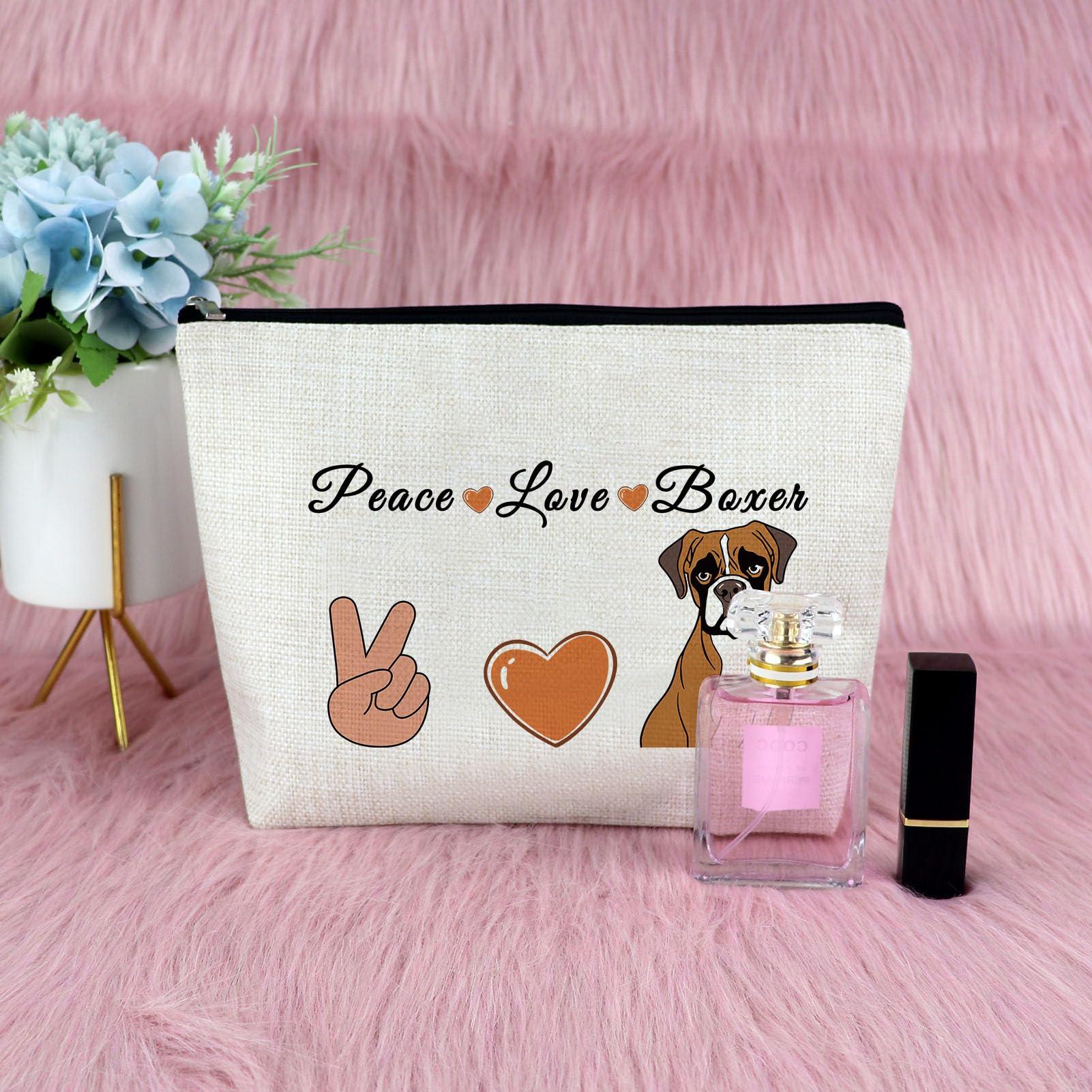 Sfodiary Boxer Dog Gift Makeup Bag Funny Boxer Dog Lover Gifts for Women Boxer Owner Gift Cosmetic Bag Boxer Dog Themed Gift Christmas Birthday Gifts for Pet Sister Boxer Mom Dog Lover Travel Toiletry Bag
