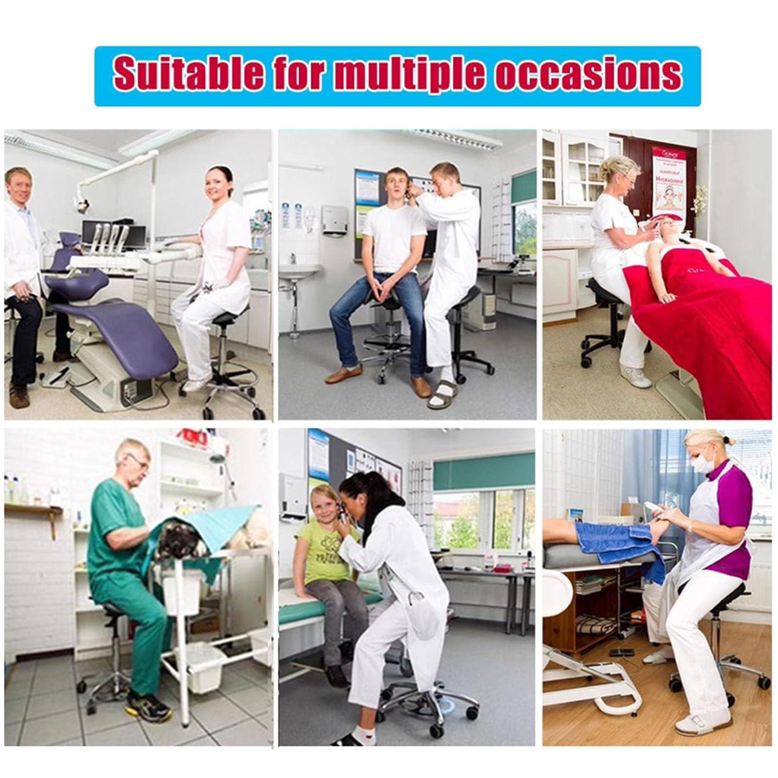 SFKLYU SFKLYU Rolling Saddle Stool with Foot Ring Ergonomic Saddle Stool Dental Chair Salon Stool Adjustable Height for Clinic Dentist Spa Massage Salons,M