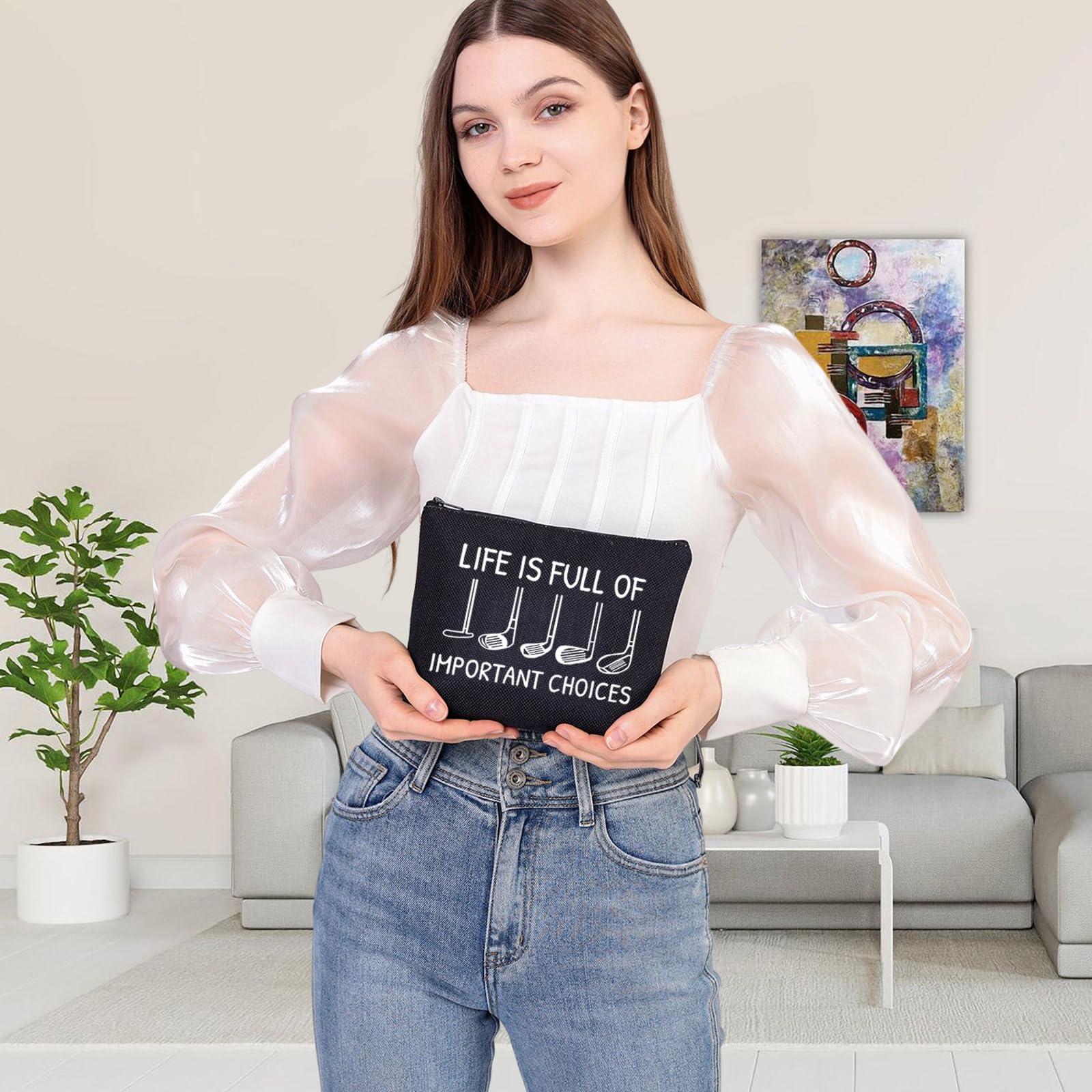 BDPWSS BDPWSS Golf Gifts For Women Golfers Golfing Accessories Golf Player Gift Life Is Full Of Important Choices Golf Makeup Bag (Choice golf blbag)