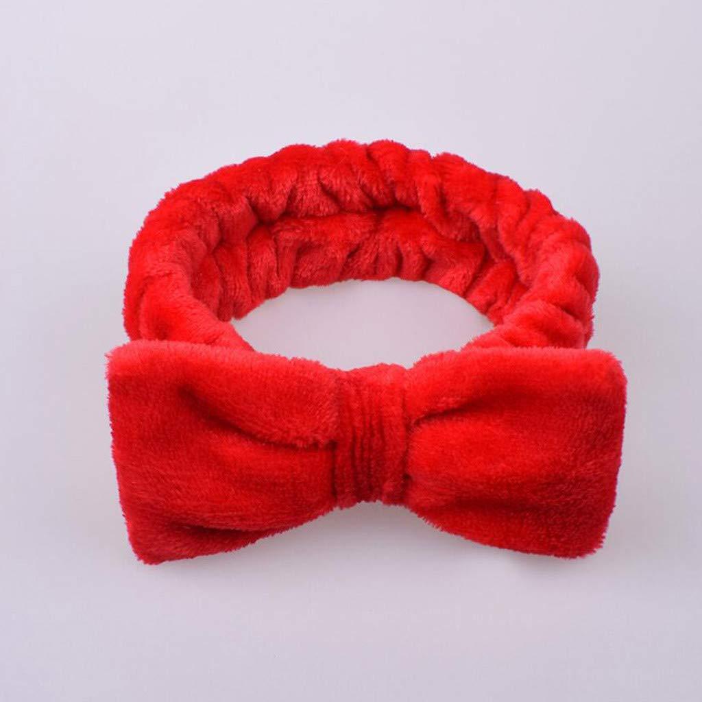 Generic Spa Headband Face Wash Headband Bow Headband Makeup Headband Hair Bands for Women (Red, One Size)