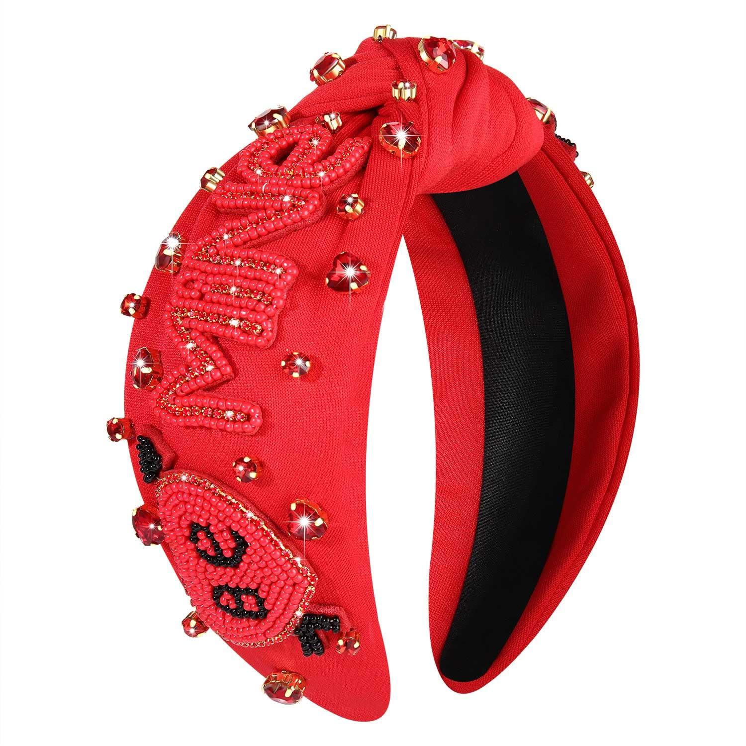 CEALXHENY CEALXHENY Valentines Day Headband for Women Rhinestone Heart Headbands Red Pink Crystal Knotted Headband Valentines Day Hair Accessories Gifts (Be Mine)