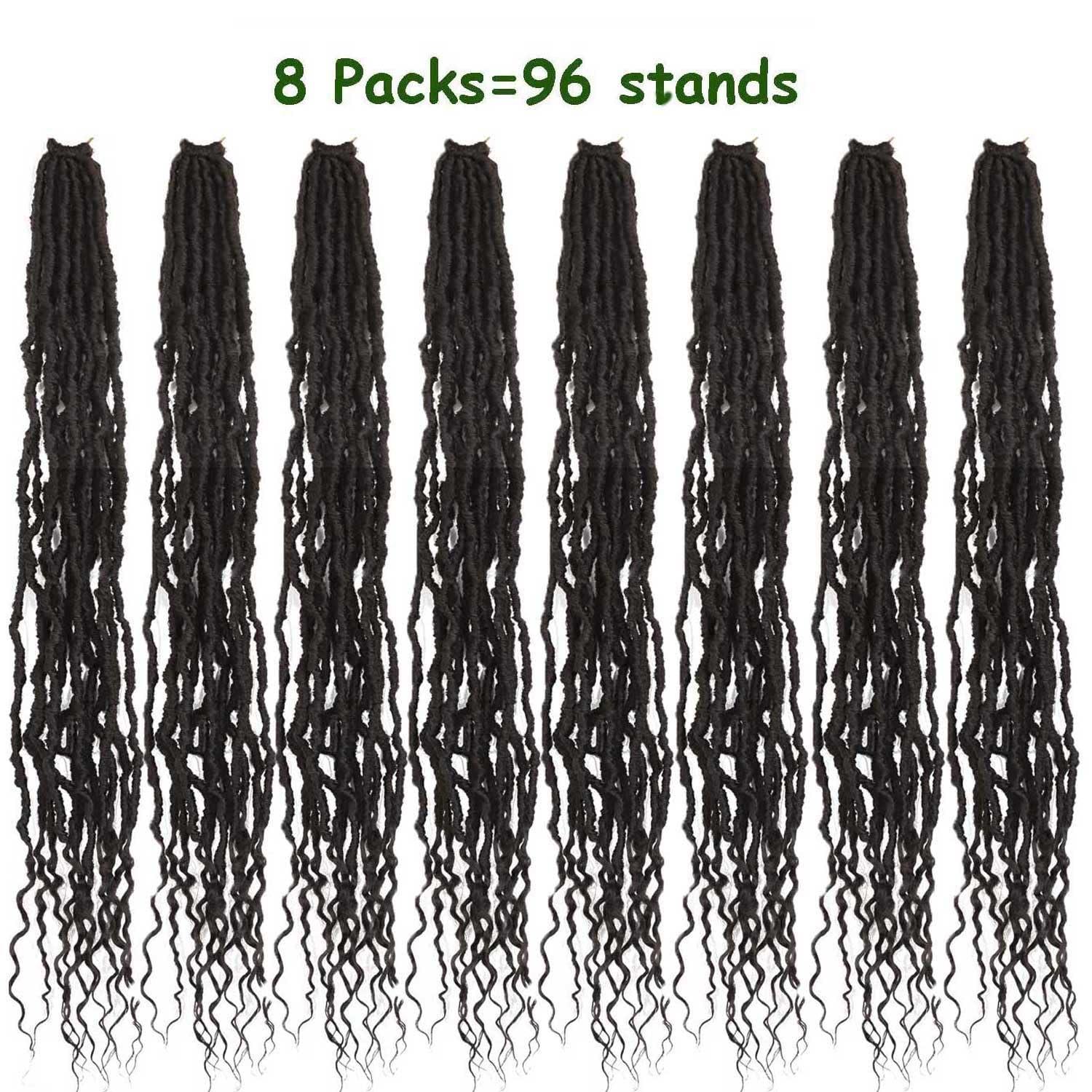 Mytarku 30 Inch Faux Locs Crochet Hair Curly Ends 8 Packs Soft Locs Crochet Hair Braids Boho Crochet Goddess Locs Hair for Women (30inch(pack of 8), 4#)