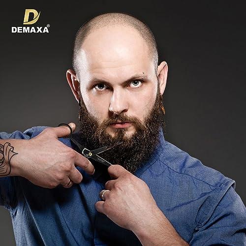DEMAXA DEMAXA 5\" Professional Beard Mustache Scissors with 1 Mustache Comb, 1 Beard Comb & Soft Pouch Prefect Beard Trimming Scissors for All Facial Hair Scissors Grooming Scissors Men (Black)
