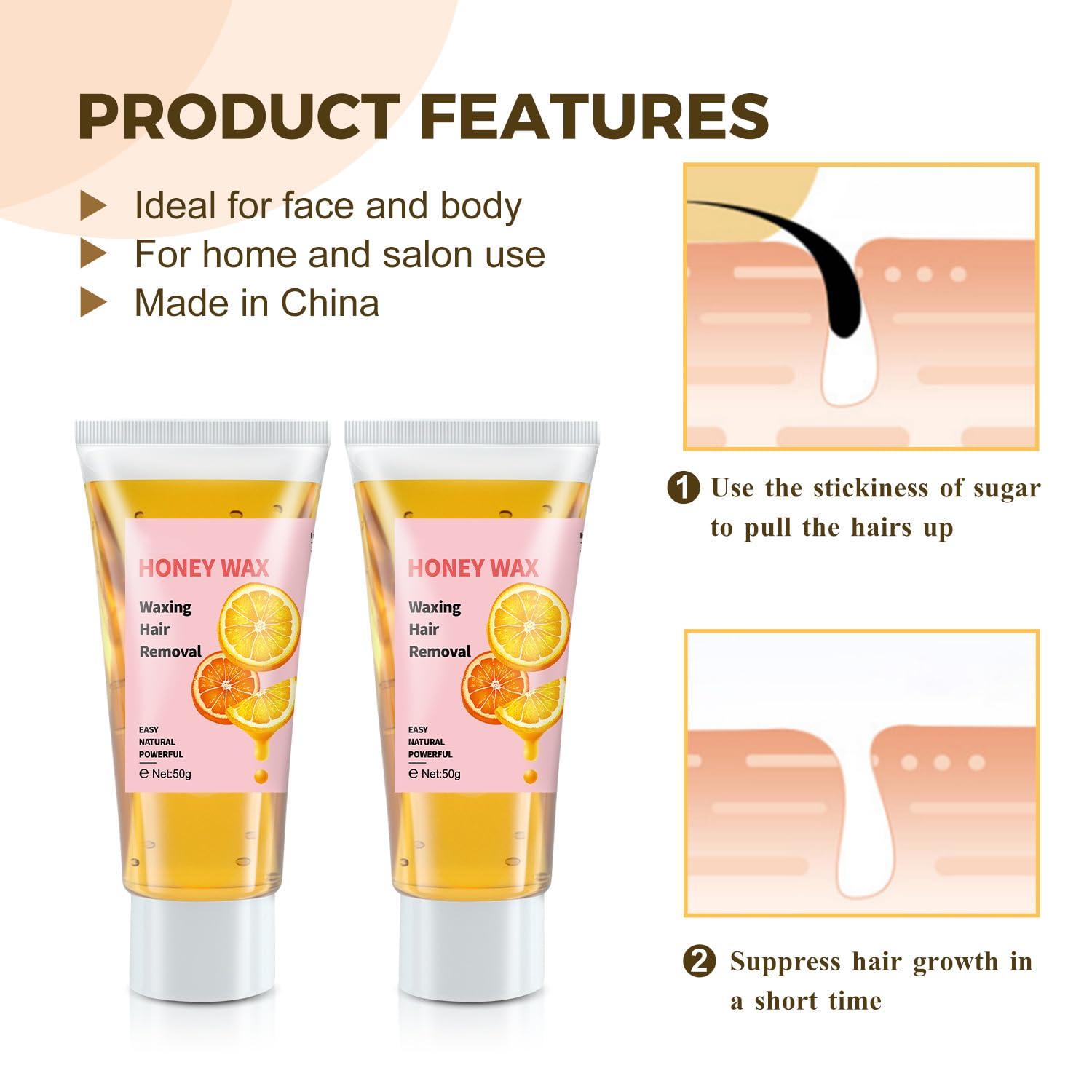 SUMAX Honey Wax Hair Removal Kit, Sugar Wax for Face Hair Removal Women Sugar Waxing Kit for Women Brazilian Wax for Bikini Hair Removal Sugaring Wax Kit with Strips