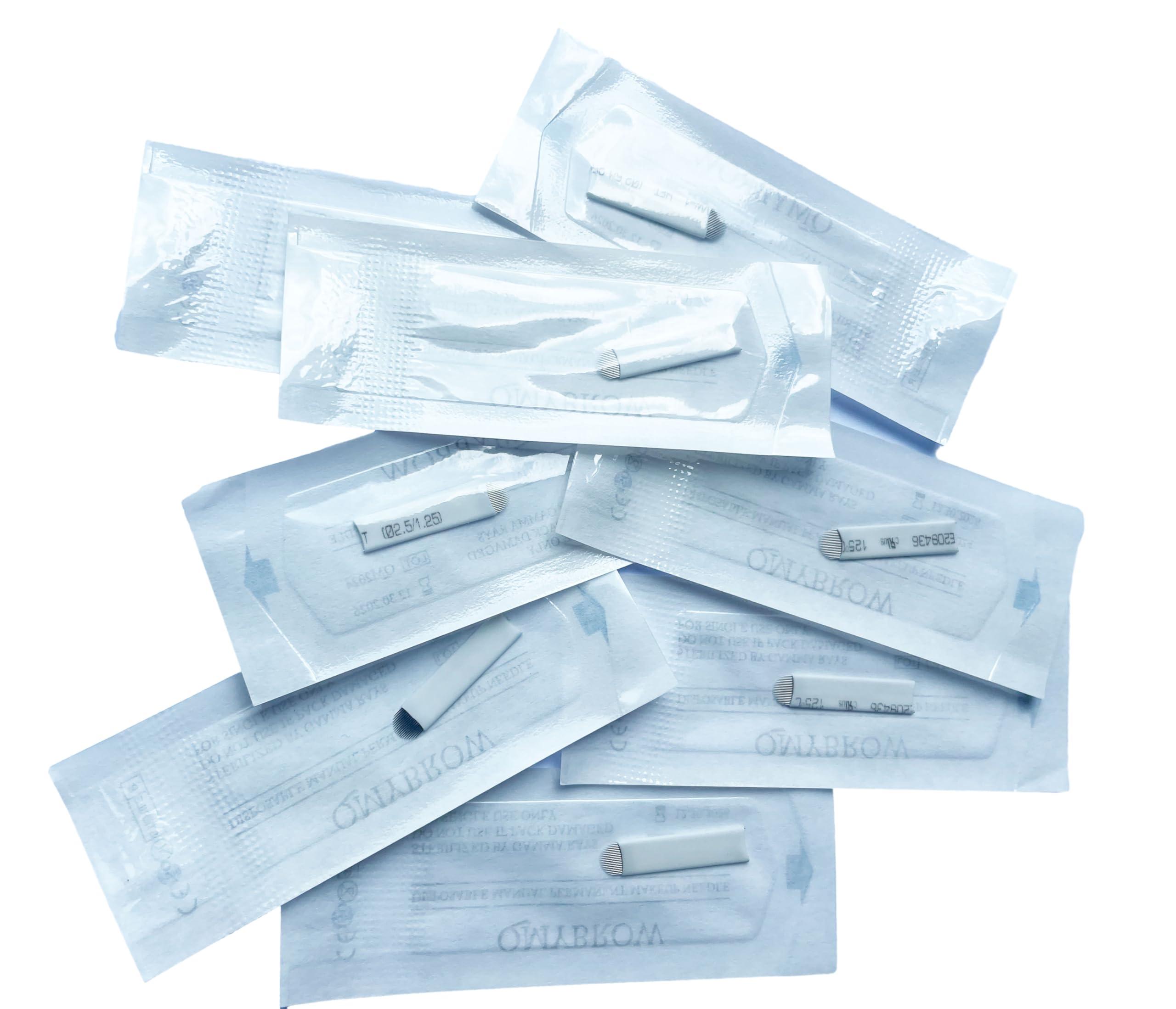 QMYBROW Brow Microblading Blades Fine Microblades 20Pack (White, 18U-0.25MM)