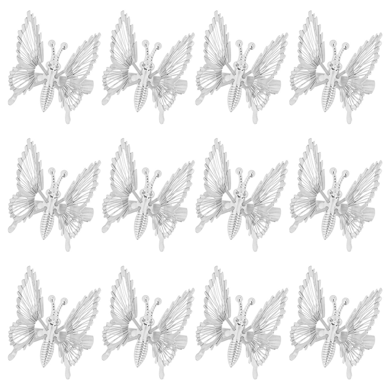 DEEKA DEEKA 12 PCS 3D Moving Butterfly Hair Clips Metal Silver Moving Wings Butterfly Hair Accessories 90s Hair Clips Barrette for Women and Girls -Silver
