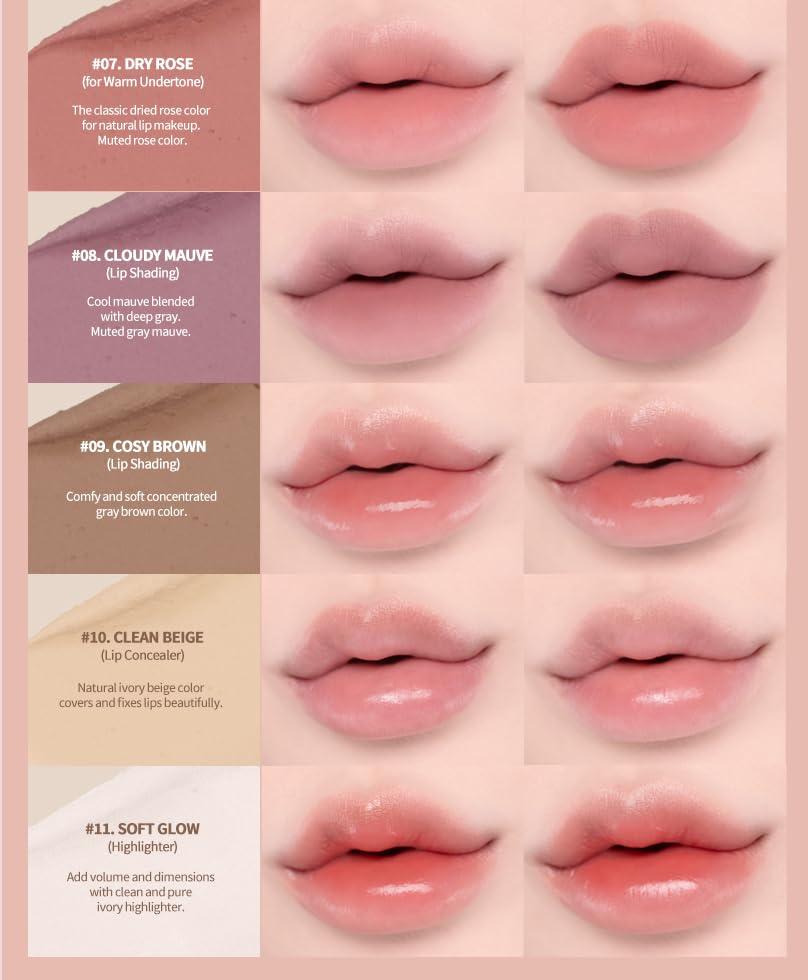 Heart Percent Heart Percent Dote On Mood Lip Pencil, Long-Lasting Creamy Lip Crayon Smooth Color Liner Retractable Lipstick Pencil 0.8g, 03. Oat Beige