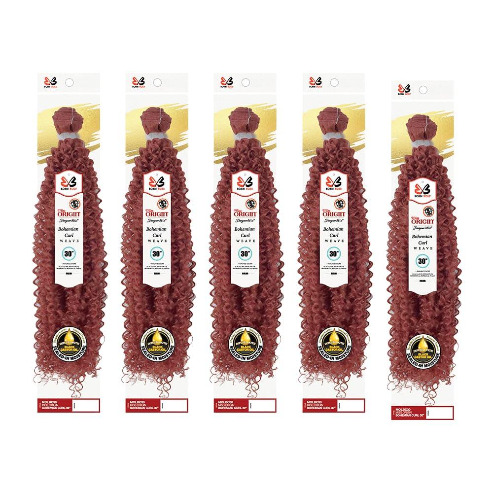 BOBBI BOSS BOBBI BOSS Miss Origin Designer Mix Human Hair Blend Weave BOHEMIAN CURL 30\" (5-Pack, Natural)