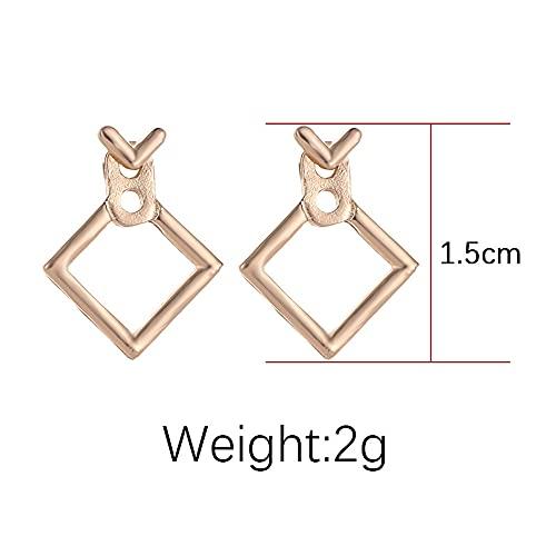 Doubnine Doubnine Front Back Earrings Stud Jacket Dainty Geometric Prismatic Frame Silver Gold Jewelry for Women (silver)