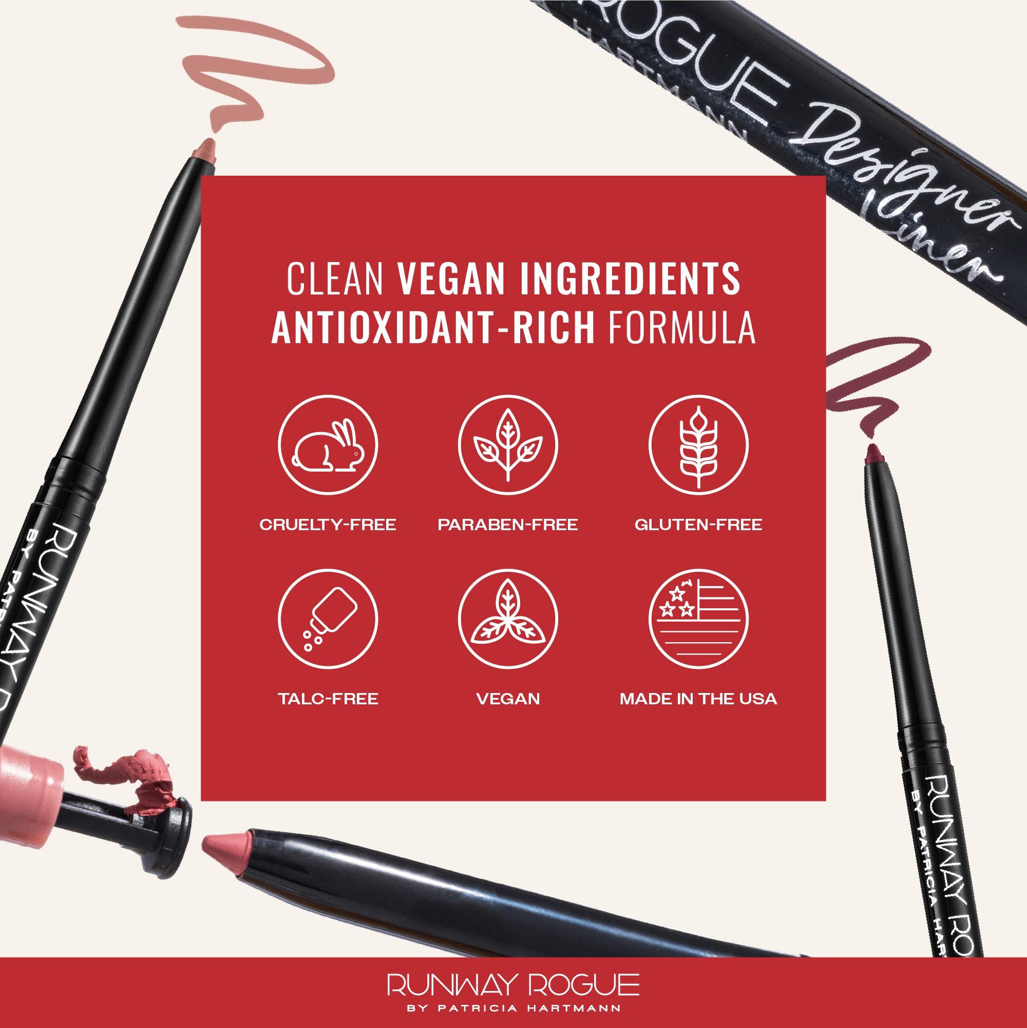 Runway Rogue Runway Rogue Designer Liner Lip Pencil, Matte Muted-Plum Lip-Liner Pencil and Lip-Liner Sharpener, Start the Show