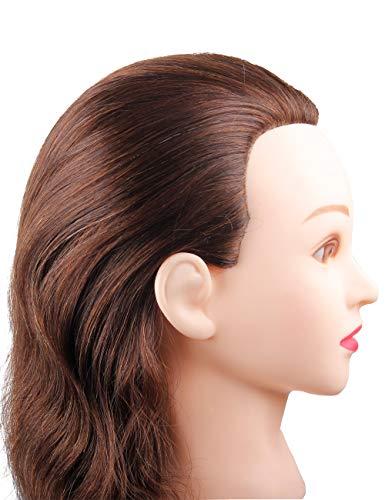 Zenyinfa Mannequin Head with 100% Human Hair Hairdresser Training Head Manikin Cosmetology Doll Head Salon Training Practice Head with Blonde Human Hair Styling Dye Cutting with Clamp Stand.