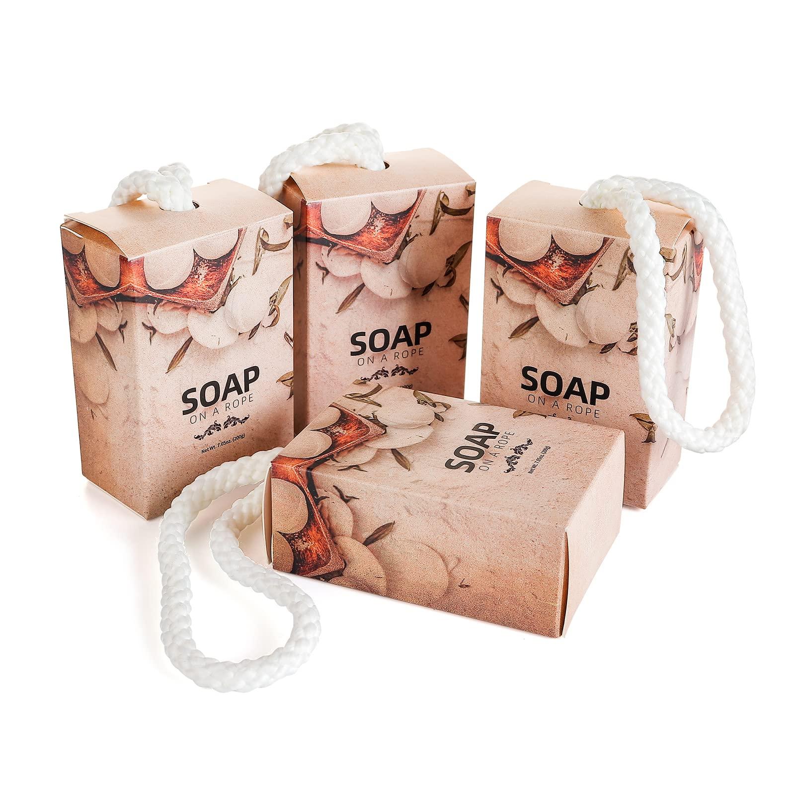 IeBilif IeBilif Bar Soap for Men, Soap On A Rope 4 Bar Pack Men's Soap, Body and Face Natural Bath Soap For Men 200g/7.05 Oz each