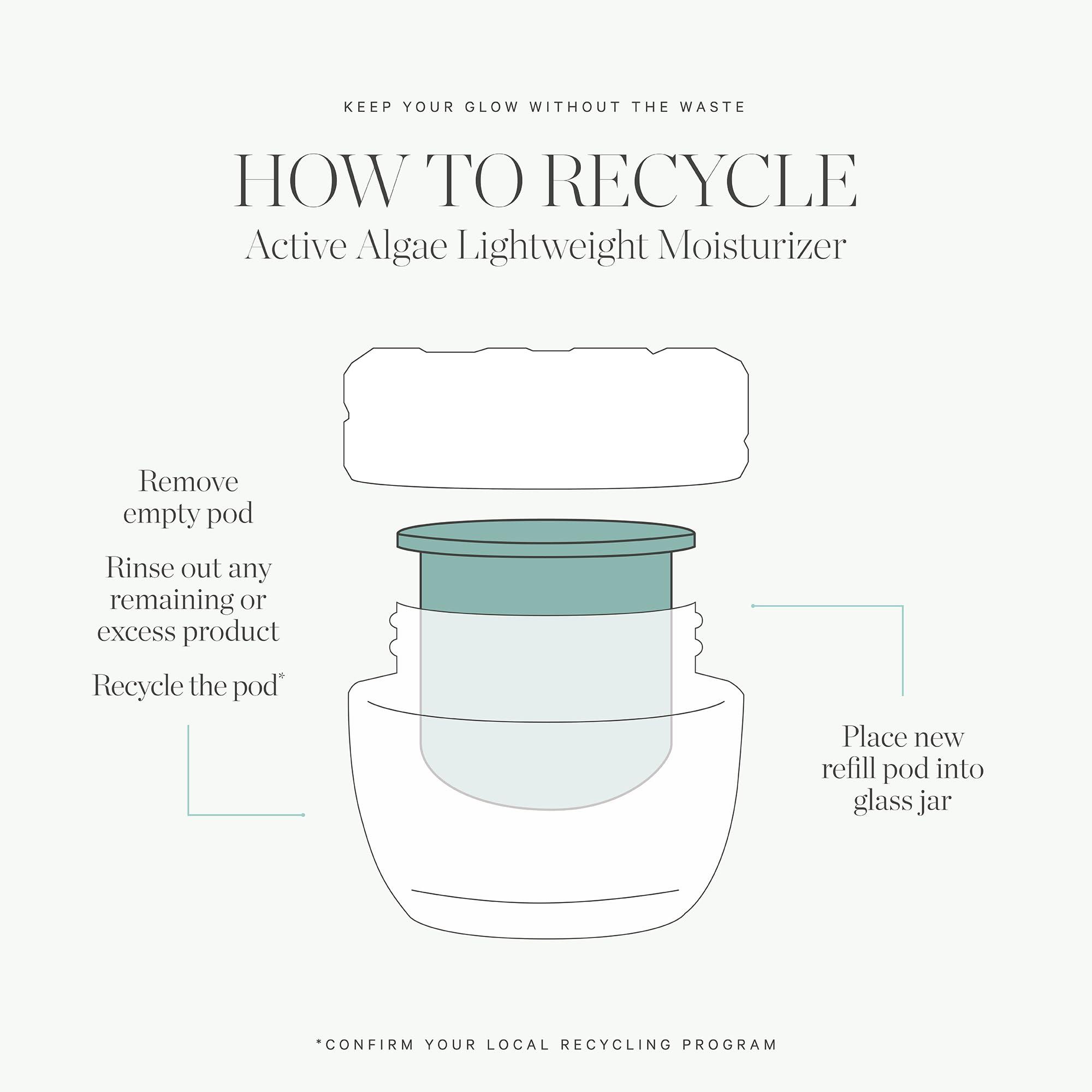 KORA Organics KORA Organics Active Algae Lightweight Moisturizer Refill Pod, Hydrate and Soothe, Certified Organic, Cruelty Free, 1.69 fl oz