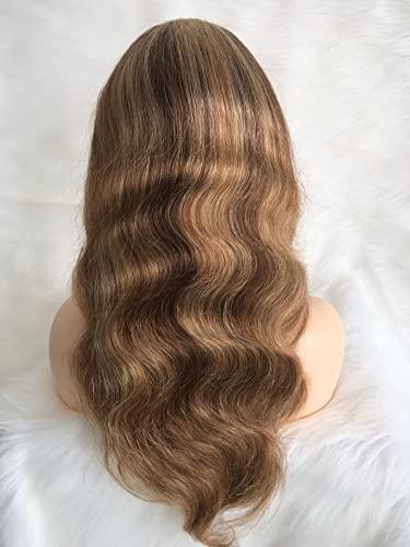 Guanyuwigs Guanyuwigs 13x4 Body Wave Highlight Lace Front Human Hair Wig Transparent Lace Wig 4/27 (14inch)