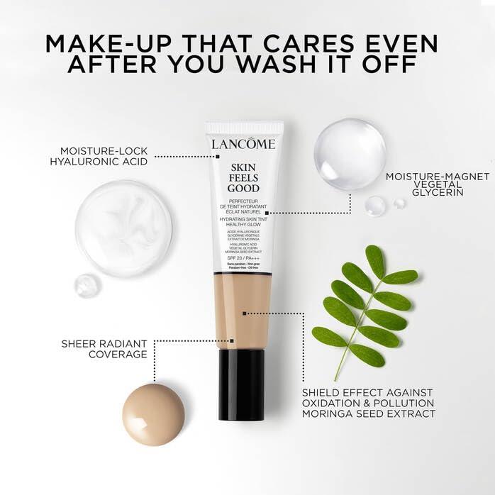 Lancme Lancme Skin Feels Good Hydrating Tinted Moisturizer with SPF 23 - Oil-Free & Lightweight Foundation - Sheer Coverage with Healthy Glow Finish - 035W Fresh Almond