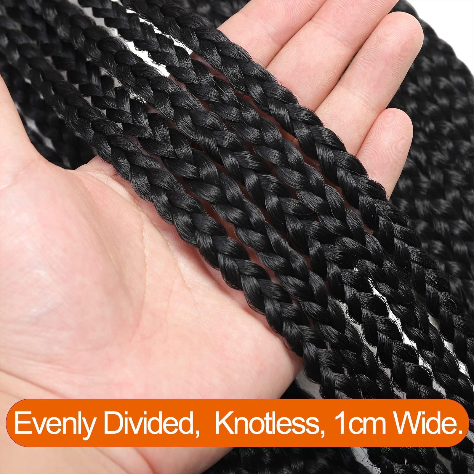 Chicmoi 36 Inch Long Box Braid Crochet Hair 144 Strands Thin Crochet Box Braids Pre Looped Box Braids Crochet Braids black Box Braid Crochet Hair for Black Women (36 inch box braids 6 packs, 1B)