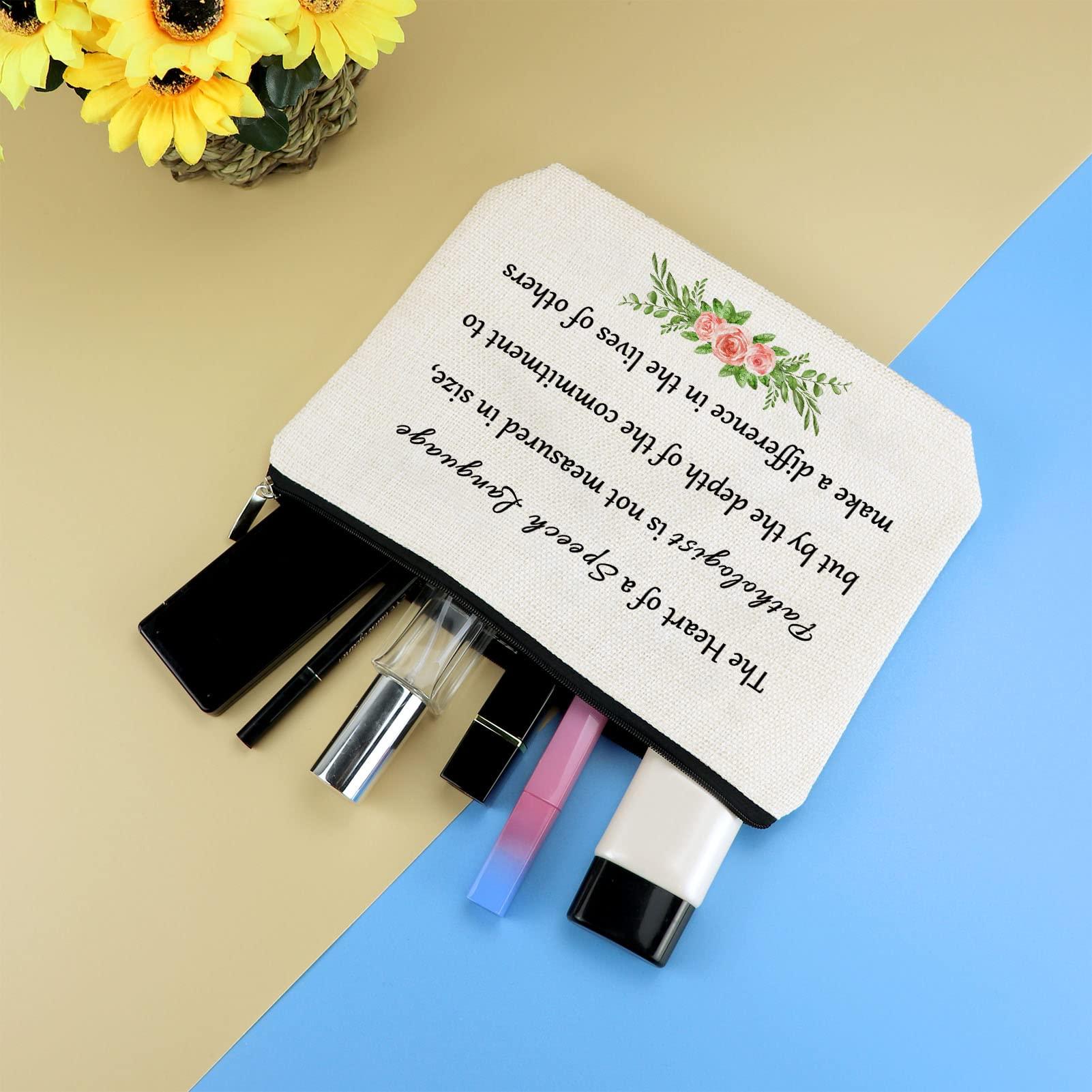 Mikela Speech Therapist Gift Makeup Bag Gift for SLP Women Speech Pathology Gifts Cosmetic Bag Pouch Speech Language Pathologist Gift Appreciation Gifts Thank You Gift Thanksgiving Gift for Speech Therapist