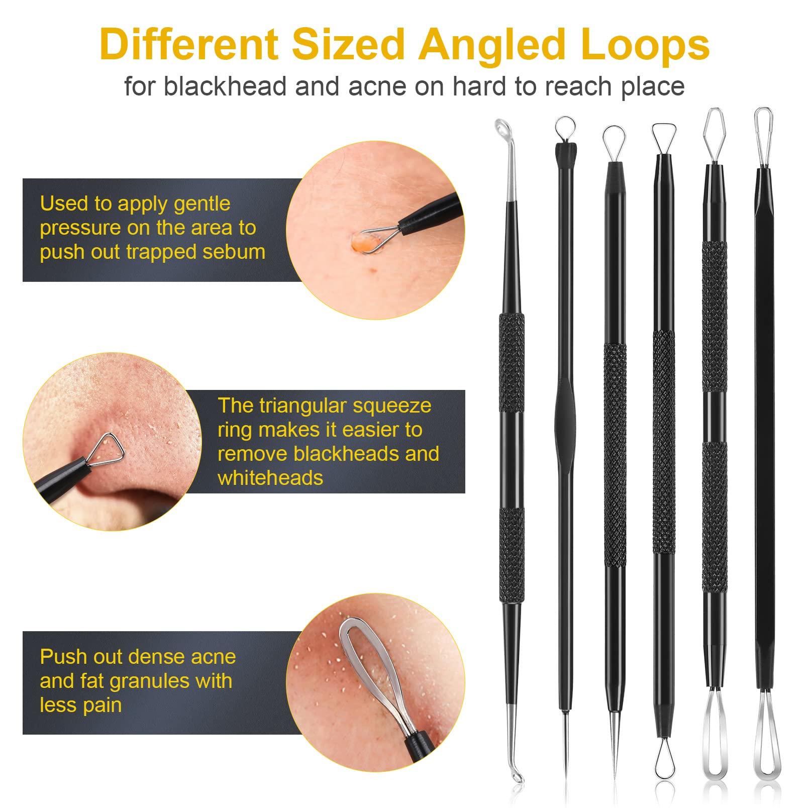 IUMAKEVP Pimple Popper Tool Kit, IUMAKEVP 15 PCS Professional Stainless Steel Blackhead Remover Comedone Extractor Tools for Removing Pimples, Blackheads, Zit on Face - Acne Removal Kit with Metal Case (Black)