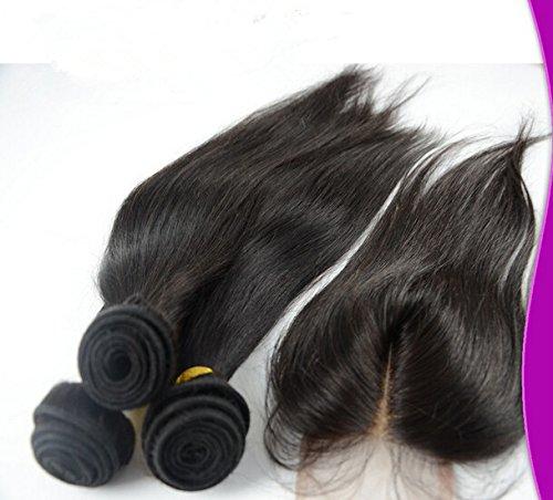 DaJun 2018 Popular 8A Mid-Part Chinese Virgin Remy Weave Hair Human Bundles With Lace Closure Straight Natural Color 12"closure+22"24"24"weft