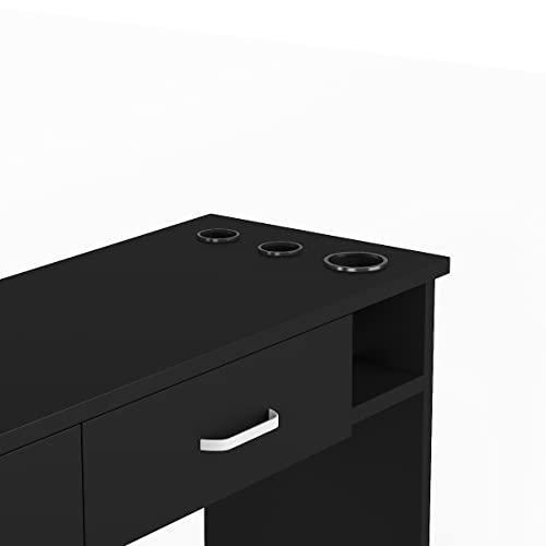 Paddie Paddie Barber Salon Station Wall Mount Hair Styling Salon Equipment Set Beauty Spa Furniture Set, Lockable Left Shelf, Mirror not Included(Black)