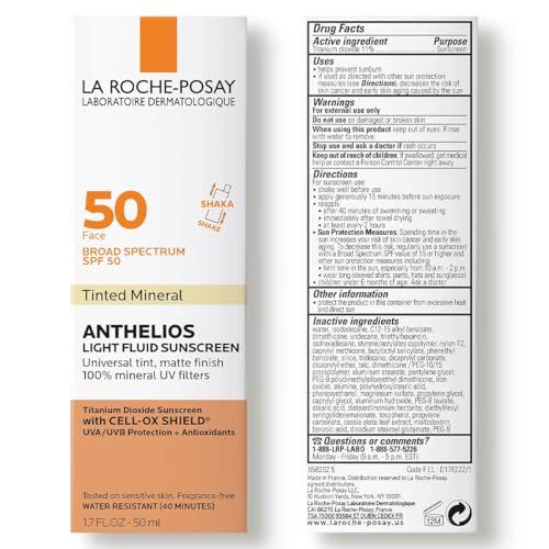 La Roche-Posay La Roche-Posay Anthelios Tinted Sunscreen SPF 40+, Broad Spectrum SPF + Antioxidants, Titanium Dioxide & Zinc Oxide Sunscreen, 4 Flexible Shades With No White Cast, Oil Free & Oxybenzone Free