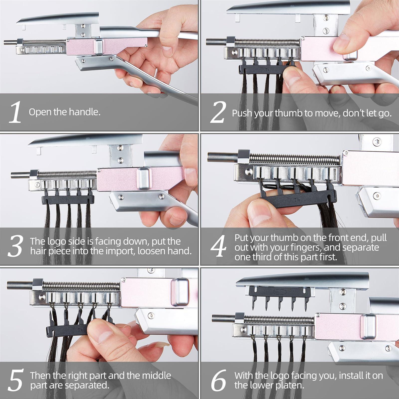 Mgorgeous 6D Hair Extensions Machine Kit, 2nd Generation Combline Hair Extension Kit 30 Min Fast Professional Hair Extension Equipment for Home Use and Barber Salon