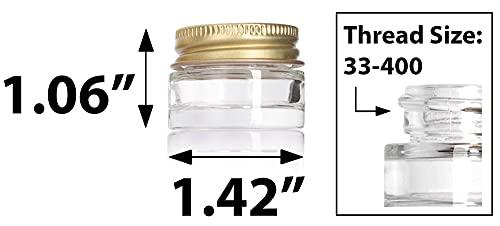 JUVITUS 0.25 oz Clear Glass Thick Wall Balm Jars with Gold Metal Screw Top Lid (6 pack)