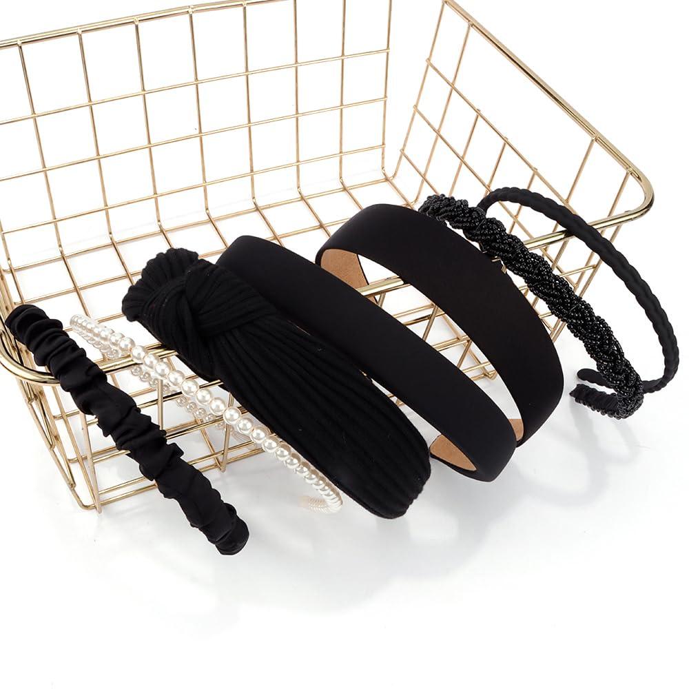 AHONEY AHONEY 7 Pack Black Headbands for Women Girls Headbands Non Slip Hairbands Cute Hair Accessories Multi-style Headband Pack Diademas Para Mujer (Black)